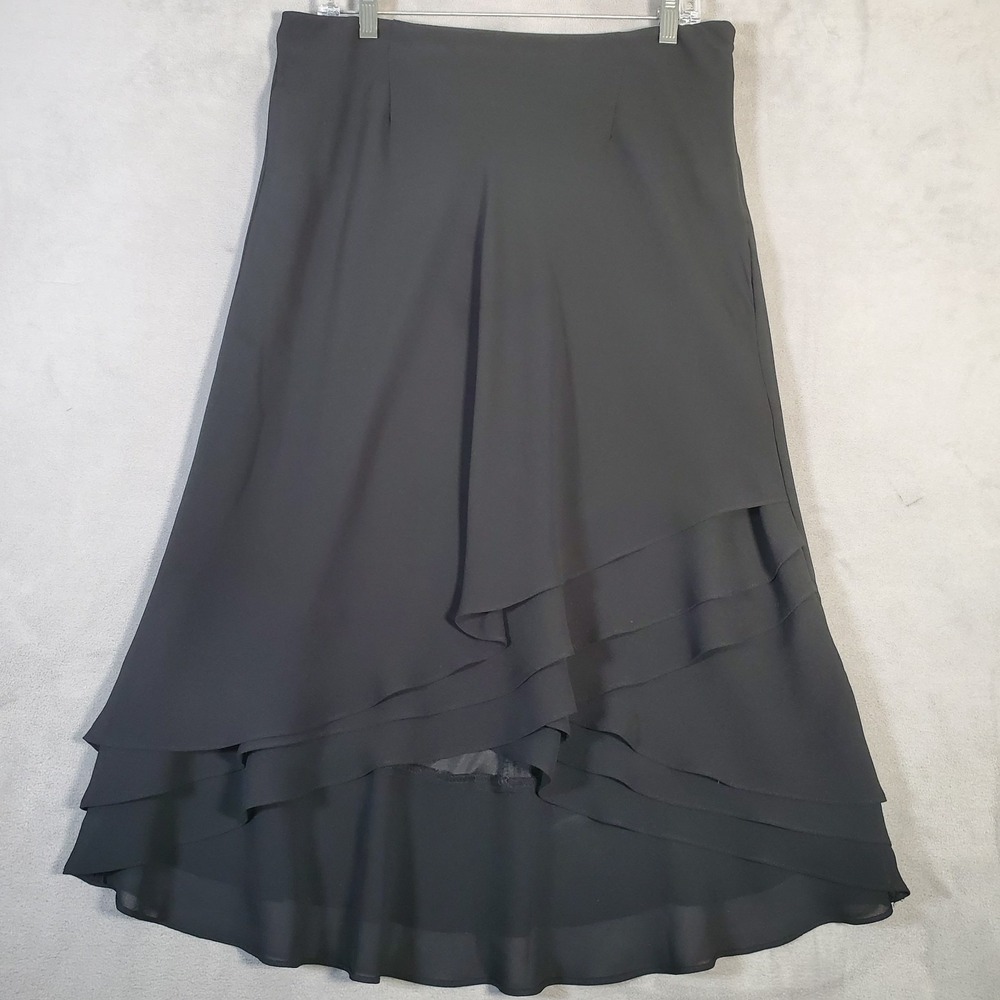 Vintage Y2K MSK Skirt Womens L Black Midi High Low Hem Whimsigoth Fairy Party